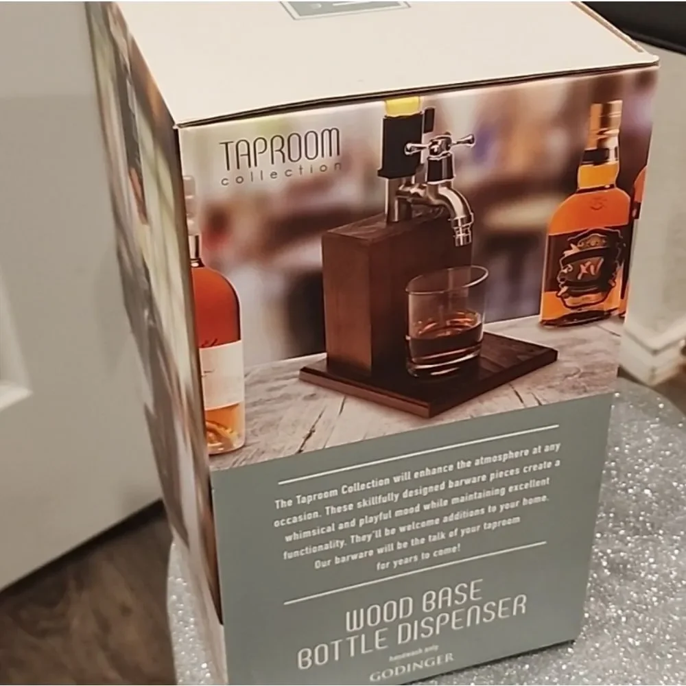 Godinger Taproom Collection Wood Base Bottle Dispenser